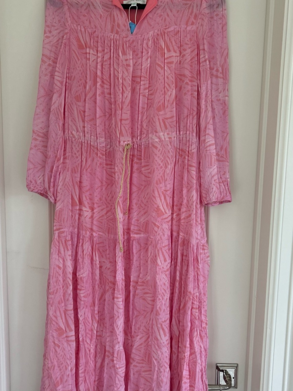 Women's Pink Maxi Dress with Drawstring Waist